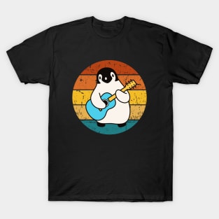 Retro  Penguin Playing Guitar T-Shirt